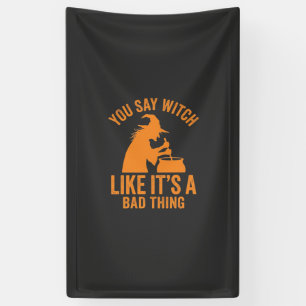 Funny Witch Cauldron Halloween Banner