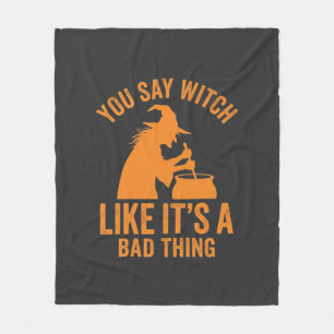 Funny Witch Cauldron Halloween Fleece Blanket