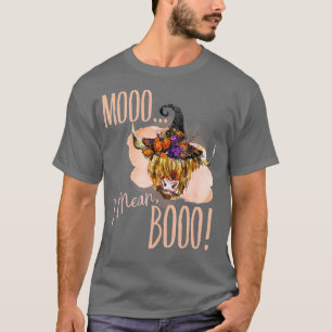 Funny Witch Cow Moo I Mean Boo Cute Boho Halloween T-Shirt