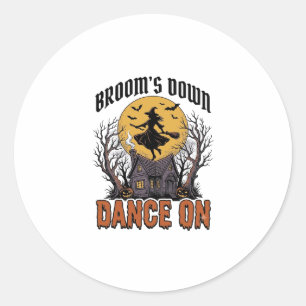 Funny Witch Dancer Vintage Halloween Engraving Shi Classic Round Sticker