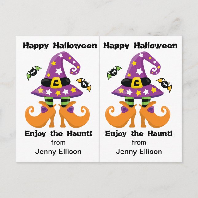Funny Witch Feet School Party Halloween Card (Front)