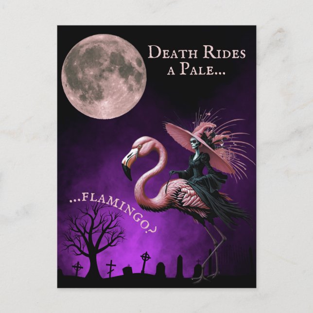Funny Witch Halloween Full Moon Graveyard Holiday Postcard (Front)