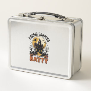 Funny Witch Halloween Haunted House Batty Graphic  Metal Lunch Box