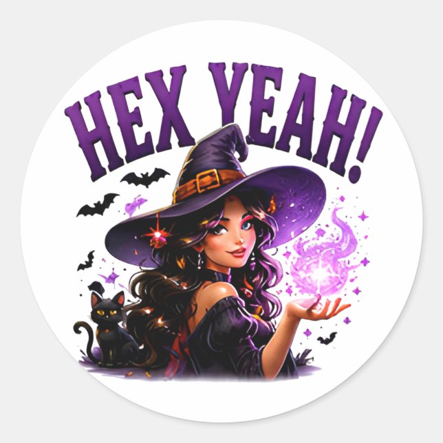 ✨ Funny Witch Halloween Pun Saying 🧙 Classic Round Sticker (Front)