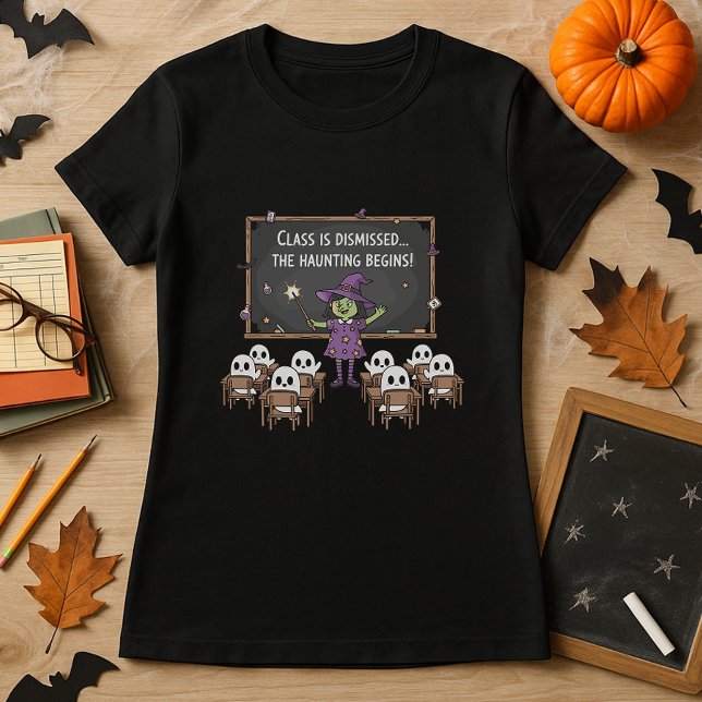 Funny Witch Halloween Teacher & Ghost Students  T-Shirt (Creator Uploaded)