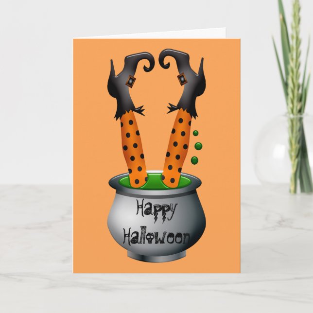 Funny witch orange Halloween theme Card (Front)