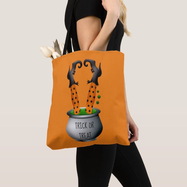 Funny witch orange Halloween theme Tote Bag (Close Up)