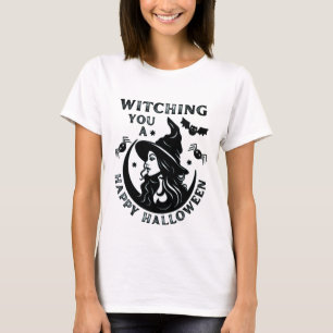 Funny Witch Pun Witching You A Happy Halloween  T-Shirt