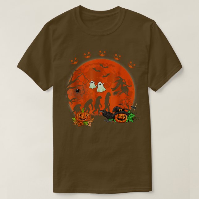 Funny Witch Riding Witch's Broomstick Halloween Ev T-Shirt (Design Front)