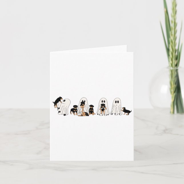 Funny Witch Rottweiler Dog Ghosts In Boo Sheet Hal Card (Front)