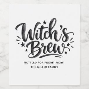 Funny Witch’s Brew Halloween Party Typography Wine Label