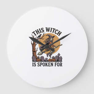 Funny Witch Shirt Haunted Graveyard Vintage Engrav Large Clock