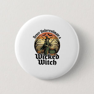 Funny Witch Shirt Vintage Engraving Halloween Desi 6 Cm Round Badge
