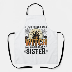 Funny Witch Sister Halloween Vintage Graphic_1 Apron