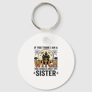 Funny Witch Sister Halloween Vintage Graphic_1 Key Ring