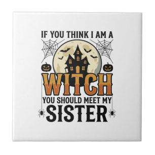 Funny Witch Sister Halloween Vintage Graphic_1 Tile