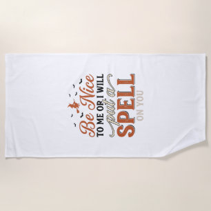 Funny Witch Spell Quote Halloween Vector Design_1 Beach Towel