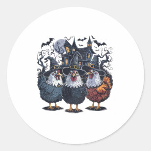 Funny Witch Spooky Chicken Halloween  Classic Round Sticker