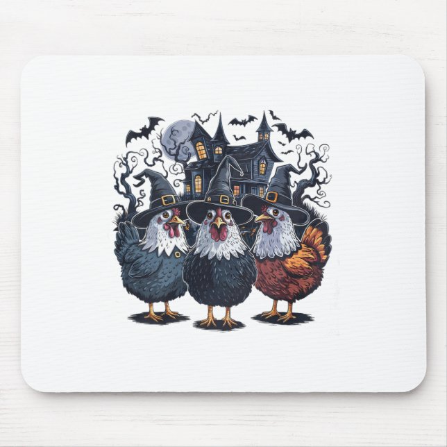 Funny Witch Spooky Chicken Halloween  Mouse Pad (Front)