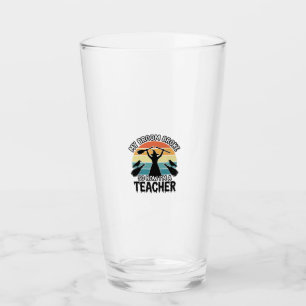Funny Witch Teacher Broken Broom Halloween Design_ Glass