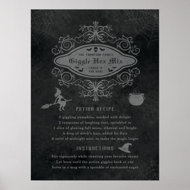 Funny Witch Theme Potion Recipe Playful Halloween Poster (Front)