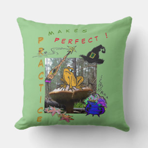 Funny Witch Toad Cartoon Humor Cust. Throw Pillow
