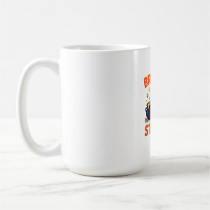 Funny Witch Yoga Design – "Brew & Stretch" Cartoon Coffee Mug