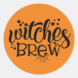 Funny witches brew word art Halloween Classic Round Sticker