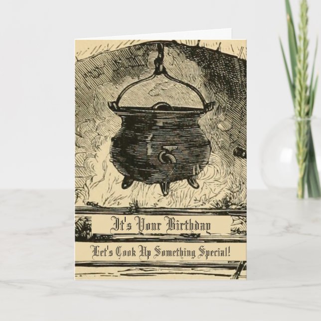 Funny Witches Cauldron Birthday Card (Front)