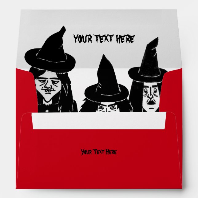 funny witches spooky scary halloween design red envelope (Back (Bottom))