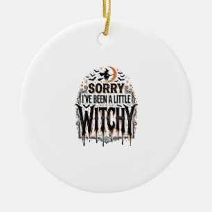 Funny Witchy Halloween Vintage Engraving Shirt Des Ceramic Tree Decoration