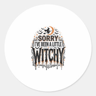Funny Witchy Halloween Vintage Engraving Shirt Des Classic Round Sticker