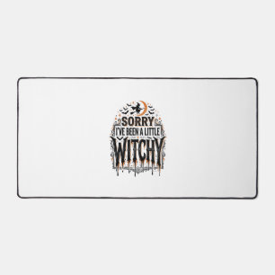 Funny Witchy Halloween Vintage Engraving Shirt Des Desk Mat