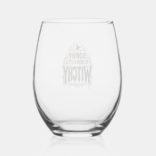 Funny Witchy Halloween Vintage Engraving Shirt Des Stemless Wine Glass