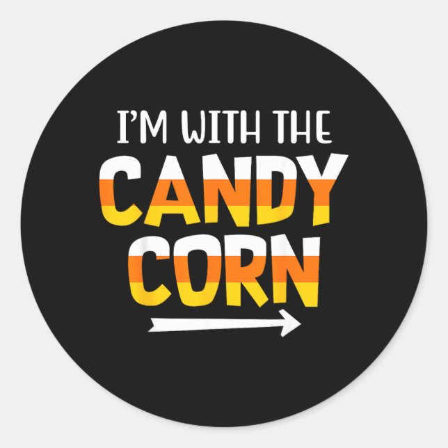 Funny with Candy Corn Halloween Matching Couples Classic Round Sticker (Front)