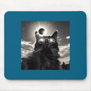 Funny With Cat Selfie Total Solar Eclipse Mouse Pad