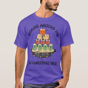 Funny Woking Around the Christmas Tree Anime Kawai T-Shirt