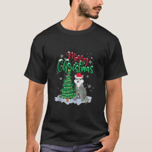 Funny Wolf Animal Lover Xmas Lighting Wolf Christm T-Shirt