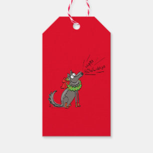 Funny Wolf Christmas Happy Howlidays Holiday Gift Tags