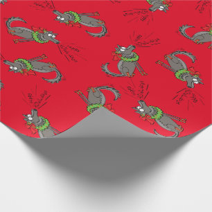 Funny Wolf Christmas Happy Howlidays Holiday Wrapping Paper
