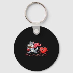 Funny wolf heart chocolate valentine wolves womens key ring