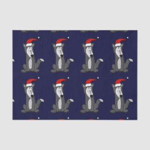 Funny Wolf in Santa Hat Christmas Tissue Paper