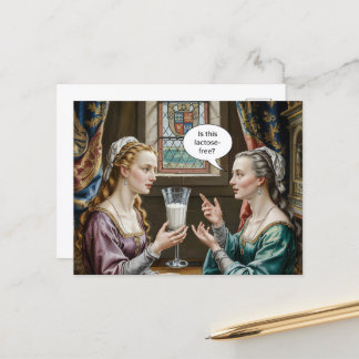 Funny Woman Asking Is This Lactose Free? Postcard