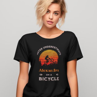 Funny woman cycling personalised biking MTB T-Shirt