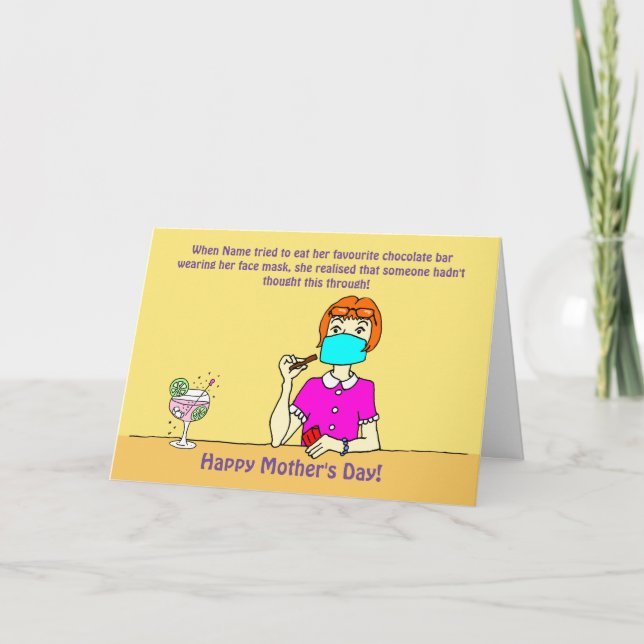 Funny Woman Face Mask Chocolate Mother's Day Card (Front)