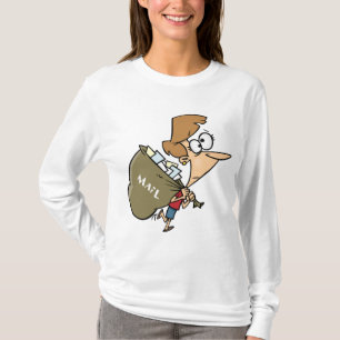 Funny Woman Hauling Heavy Mail Bag T-Shirt