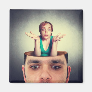 Funny woman in the man head magnet