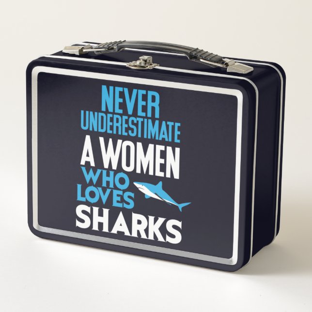 Funny Woman Who Loves Sharks Metal Lunch Box (Front)