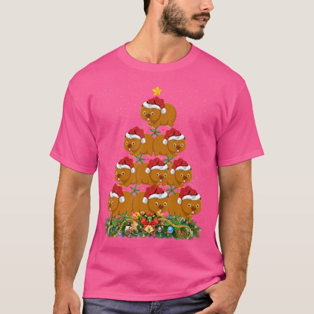 Funny Wombat Animal Lover Santa Wombat Christmas T T-Shirt (Front)