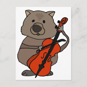 Funny Wombat Playing Cello Cartoon Postcard